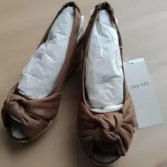 （新品）any SiS オープントゥパンプス ブラウン S
