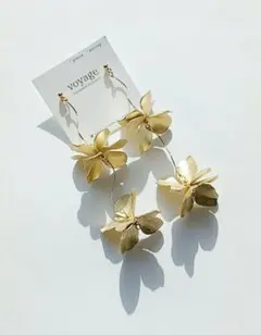 【再販】マットフラワー  ゴールド ピアス イヤリング ブライダル ハンドメイド