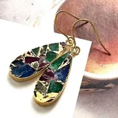 ビーゲンキ☺︎ 1点作品☆ ロングモハベコッパーターコイズピアス ビーゲンキ☺︎ 1点作品☆ ロングモハベコッパーターコイズ