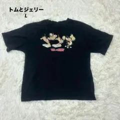 【美品】トムとジェリー バックプリント Tシャツ L ブラック 綿100%のサムネイル