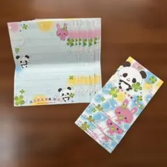 平成レトロ　レターセット　うさぎとパンダ