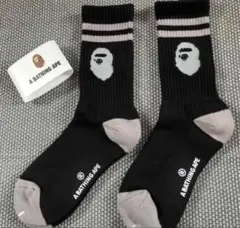 A BATHING APE エイプ ソックス 2足セット ブラック グレーY-⑧