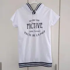 CECIL McBEE 半袖パーカー フード付き ロゴ入り M