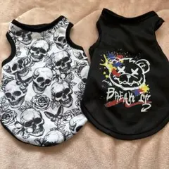 犬服 2点セット サイズS ドクロ柄 / BAEAH IT プリント