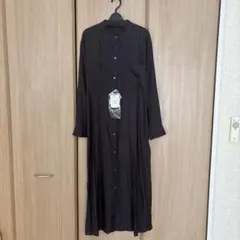 【Aga】新品未使用 黒 長袖 シャツワンピース 定価¥23,000