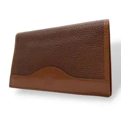 良品　Burberry バーバリー　w6 がま口　二つ折り　レザー　長財布　茶色