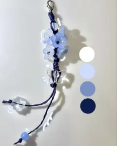 ビーズストラップ Y2K ウィッシュコア 森ガール ブルー グランジ チャーム