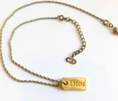 【美品】Christian Dior ディオール ネックレス ロゴ プレート