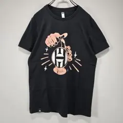 adidas　半袖　ドライ　Tシャツ　S　ビッグプリント　ブラック×ピンク　古着