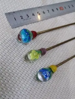 花ガラスかんざし3本セット