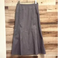 ロングフレアスカート 10枚はぎ 裏地付き モカブラウン M相当