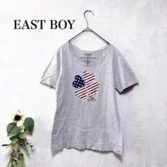 イーストボーイ　半袖Ｔシャツ　グレー　9号　M　クローバー　アメリカ国旗柄のサムネイル