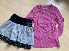 女の子 リバーシブルスカート&ピンクカットソーセット140