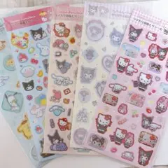 サンリオキャラクターズ ラメ入り樹脂もりシール すりガラス風シール 5枚セット
