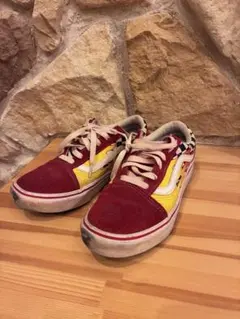 VANS オールドスクール 24cm 赤 黄 チェッカー レディース スニーカー