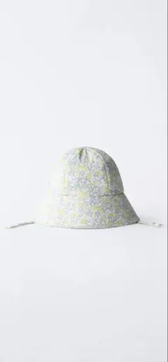 ZARA(未使用)ラバーフィニッシュ フラワー柄バ ケットハット1-3歳50CM