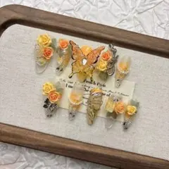 蝶と花のフレンチネイルチップ 10個セット