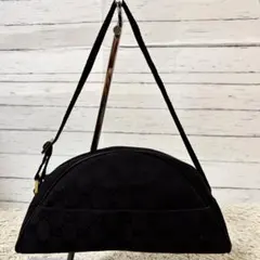 美品 GUCCI ハーフムーン アクセサリーポーチ　gg キャンバス 黒