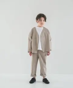riziere ノーカラージャケットセットアップ　ベージュ　120cm