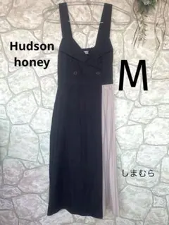 しまむら【ハドソンハニー】サイドプリーツ切り替えワンピース M キャミワンピ　黒