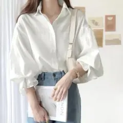 【美品】オーバーサイズ ホワイト コットンシャツ 長袖のサムネイル