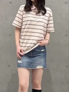 Gap Relaxed Pique ポロシャツ　ボーダー L 美品　最終値下げのサムネイル