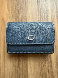 COACH 財布 三つ折り レザー ネイビー ほぼ未使用 メンズ レディース