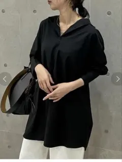 美品Re:EDITリエディット神山まりあさん着用オーバーサイズシャツチュニック黒のサムネイル