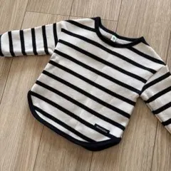 ストライプ トレーナー ベビーサイズ80 アイボリー/ブラック
