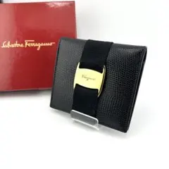 ✨未使用展示品✨ Ferragamo ミニ財布　リザード　ヴァラリボン　ガマ口 ✨未使用展示品・箱付き✨ Ferragamo ミニ財布 ヴァラリボン リザード