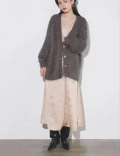 VIS カーディガン 「選べる着丈」ポコポコヤーンVネックカーディガン