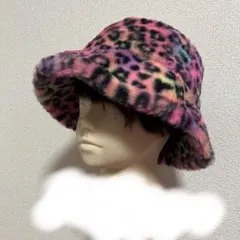 カラフルレオパード柄バケットハット
