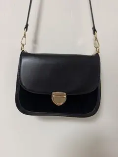 ZARA ブラックレザーショルダーバッグ