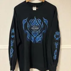 harleydavidson ブルー フレイム y2k ロンT xxl - メルカリ