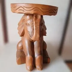 木製アジアン雑貨　アジアンゾウ置物　　アンティーク　花台　　インテリア