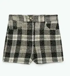 チェック柄　ツイードショートパンツ　 バミューダパンツ Sのサムネイル
