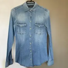 ★限定セール★ZARA BASIC ザラベーシック　ストレッチデニムシャツのサムネイル