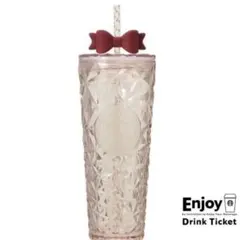 スタバ コールドカップタンブラーリボン ピンク ホリデー2025 キラキラ