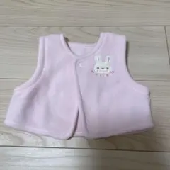 ピンクのウサギ刺繍ベビーベスト