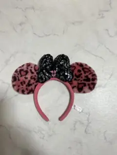 ディズニーカチューシャ ミニー ヒョウ柄 ピンク