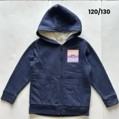 オールドネイビー　フード付き裏ボアフルジップ パーカー　　紺色　120/130