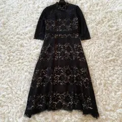 ダイアグラム　総レース　ロングワンピース　高島彩　パーティー　ハイネック　花柄