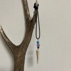 鹿の角 ネックレス ハンドメイド ビーズ 天然石 鹿角