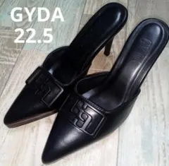 GYDA　22.5　サンダル　ハイヒール　ブラック　ロゴプレート　ジェイダのサムネイル