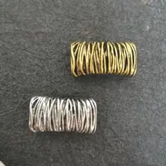 シンプル帯留め2点セット 筒型 アンティークゴールド＆シルバーSET 新品