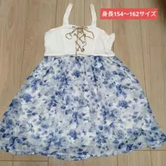 【大幅値下げ】青い花柄ノースリーブミニワンピース