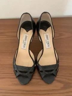 ジミーチュウブラックオープントゥヒール34.5（21.5）