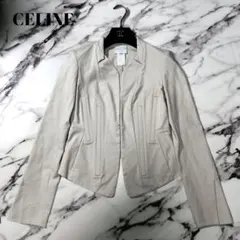 CELINE セリーヌ ノーカラー テーラードジャケット コットン Mのサムネイル