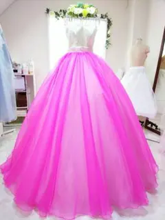 オーバースカート オーバードレス ウェディングドレス オーガンジー ピンク