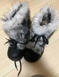 ファー付きムートンブーツ グレー 23cm